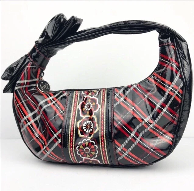 Vera Bradley Volantes 'All My Love' Rojo Negro Floral Cuadros con Arco Bolso Hobo Bolso Foto 2 de 4