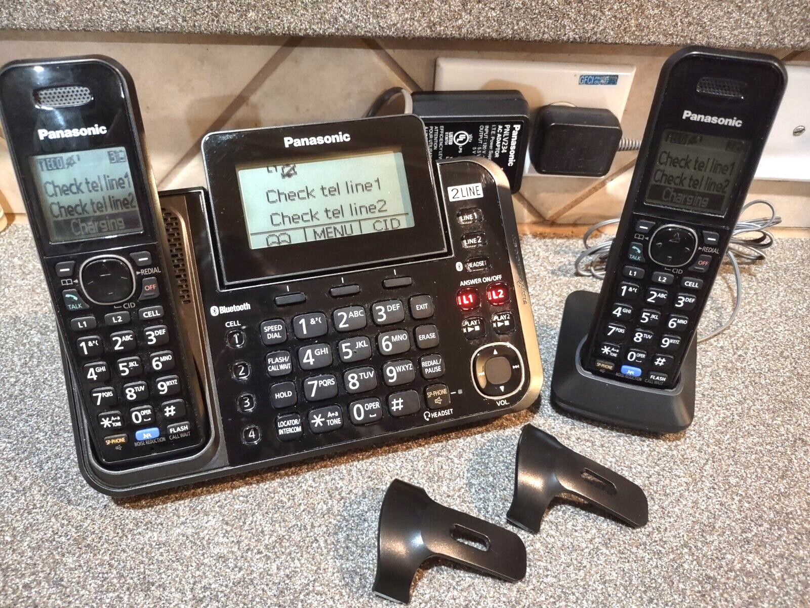 Panasonic Link2Cell 2-Line 3-Way Conference Cordless Phone KX-TG9541B Bluetooth