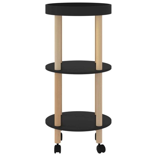 NNEVL 3-tier Trolley Black 38x38x82cm Engineered Wood&Solid Wood Pine - Picture 4 of 7