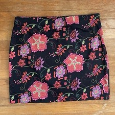 Vintage Floral Stretch Cotton Skirt Size XXL 20 38" Waist 1990s Straight Cut