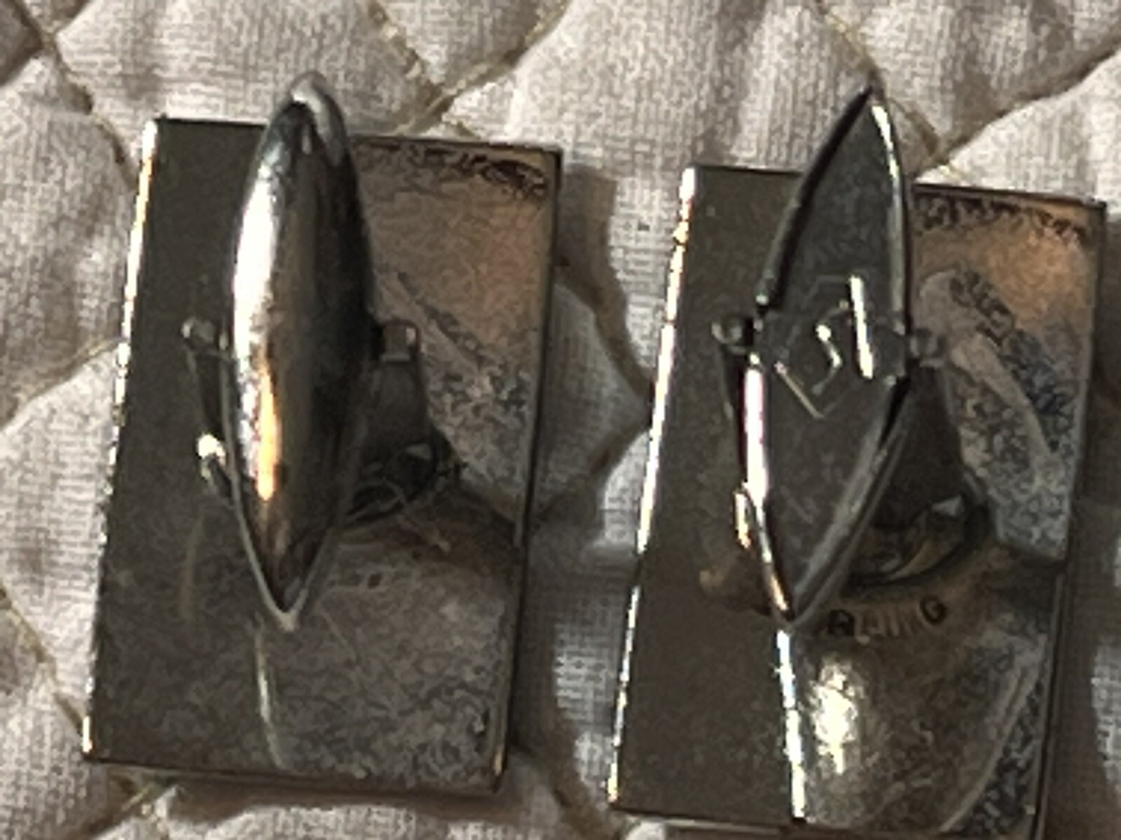 Vintage Sterling Silver Brushed Rectangular Bulle… - image 7