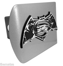 Superman Batman Emblem On Brushed Chrome Metal Usa Made Trailer Hitch Cover