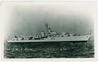 H.M.S. AISNE (I22) EINE ORIGINAL ALTE ECHTFOTO POSTKARTE VON R. A. FISK