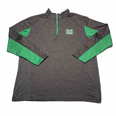 Marshall Colosseum 1/4 Zip Men s Large Athletic Jacket Heather Gray Green Logo