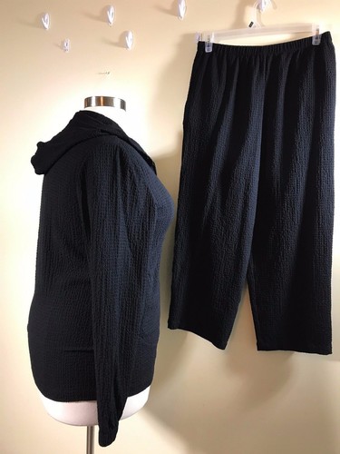 ORVIS negro para mujer talla M arrugado 2 piezas. Traje para correr elástico de ocio - Imagen 4 de 5