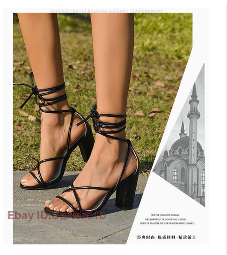 Ladies Summer Ankle Strap Sandals Thin High Heels Party Dress Shoes | eBay