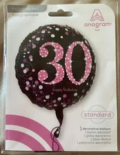 Pink And Black 30th Foil Balloon 