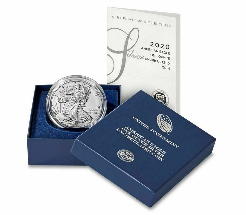 2020 W American Eagle One Ounce Silver Uncirculated Burnished Coin BOX COA 20EG
