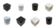 MARBLE LAMP/SCULPTURE BASE-Cube or Cylinder, 4" or 5", Black or White (1 Pc.)