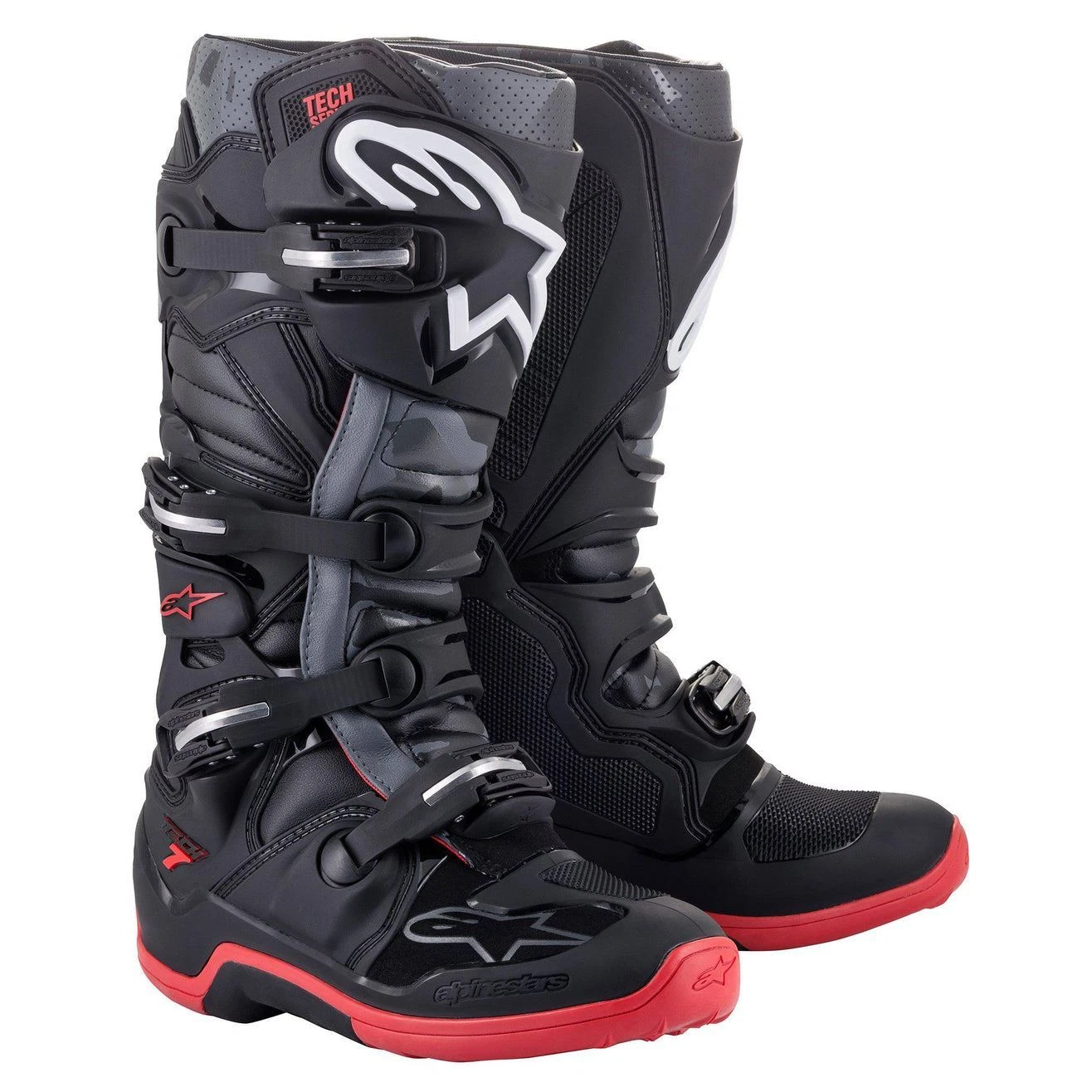 Botas Alpinestars Tech 7 Negro Gris Rojo (Clonado)