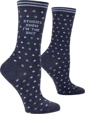 Blue Q Women's Crew Socks, Studies Show I'm the Sh*t (fits shoe size 5-10)