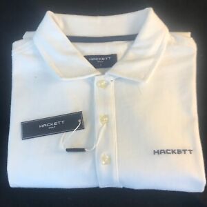 Hackett Men's Langley White Polo Shirt With Contrast Collar
