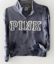 EUC Woman Sz S Victoria Secret  PINK  Purple Lavender Tie-Dye 1/4 Zip Sweatshirt