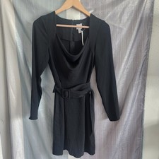 ASOS Design Black Cowl Neck Belted Long Sleeve Mini Dress 4 Classic Minimalist