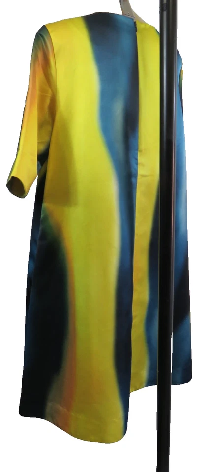 COS Womens Size 12 M 40 Dress Satin Short Sleeve Pockets Midi Shift Oversized - image 3 of 4