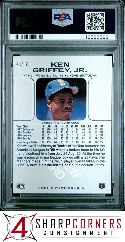 1990 LEAF PREVIEW #4 KEN GRIFFEY JR. MARINERS HOF PSA 7 eBay