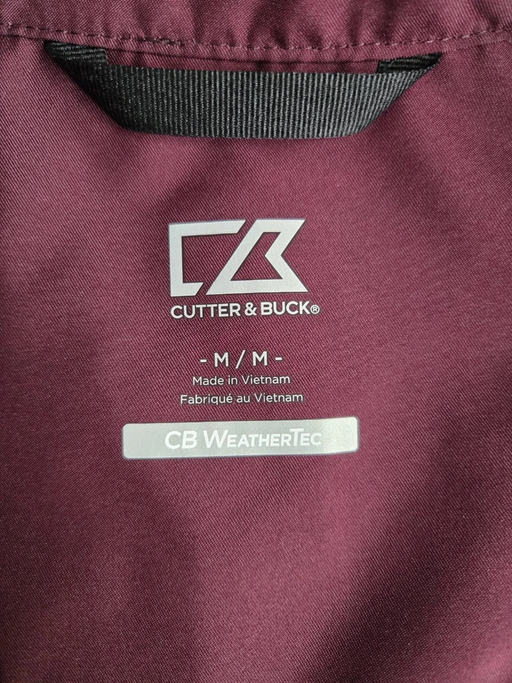 Cutter & Buck Men's M Maroon CB WeatherTec Beacon Full Zip Lightweight Jacket - Image 2 of 4