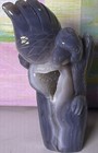 Blue Stone, Carved Parrot Bird Figurine w/ Crystal Geode Druzy Cavity 6 in — photo 2