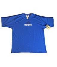 New Adidas Vintage 90's Soccer Jersey Three Stripes Blue Shirt Size Large