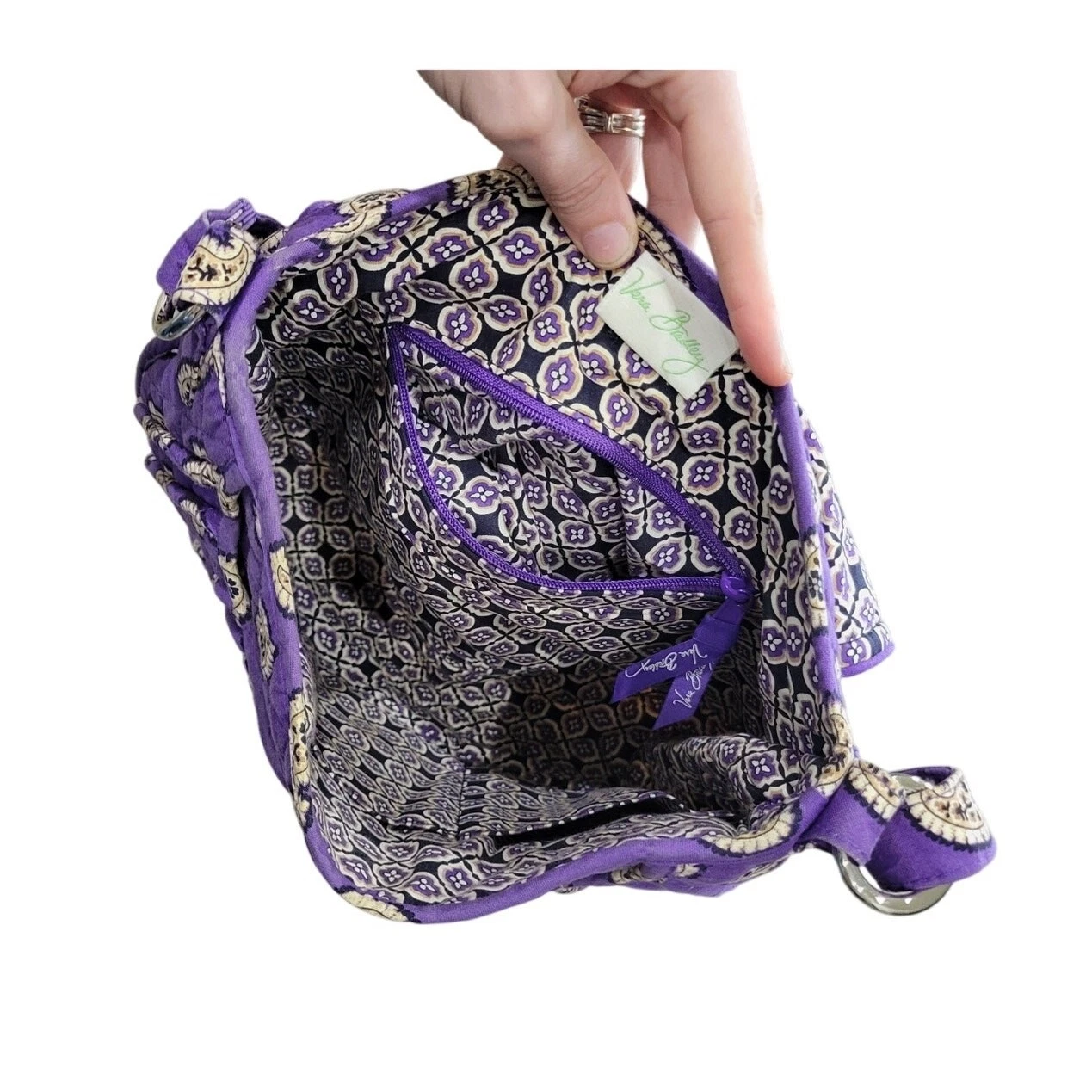 Borsa a tracolla donna Vera Bradley Saddle Up viola paisley