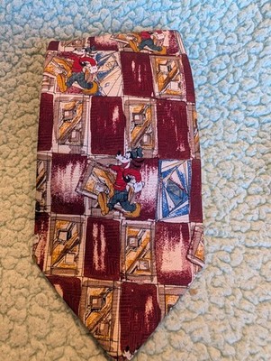 Goofy Necktie Men Men 57 In Red Wide Geometric Mickey Unlimited T16