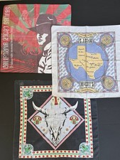 3 Vintage Bandana Texas Longhorn Skull Southwest Cotton USA Western Cowboy Biker