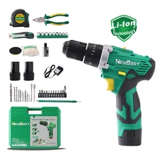 All-in-One 12V Cordless Drill Tool Box Set with 2 Batteries & Repair Tools