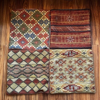4 Pottery Barn Kilim Aztec Tribal Pillow Cover Square 18 x 18  Southwestern Wool
