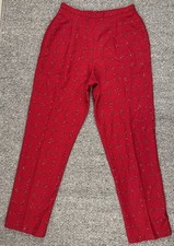 Vintage 80s Women  s 8 Red Plaid High Rise Pants Trousers Holiday Pockets