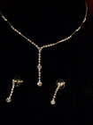 Wedding Necklace Set Silver Tone Y Shaped Rhinestone Crystal Necklace & Earrings — photo 3