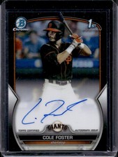 Cole Foster 2023 Bowman Draft Chrome #CDA-CF Black Refractor Auto /75