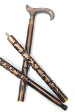 Stylish Derby Carved Wood Cane - Cool Walking Stick for Men Women Unisex Gift