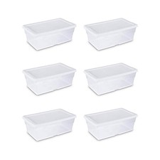 Sterilite 16428012 6 Quart/5.7 Liter Storage Box, 6 qt, Clear Base, White Lid