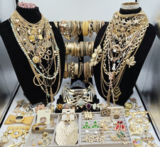 340 Piece Gold Tone Jewelry Lot Vintage to Modern Collection Many Signed EUC