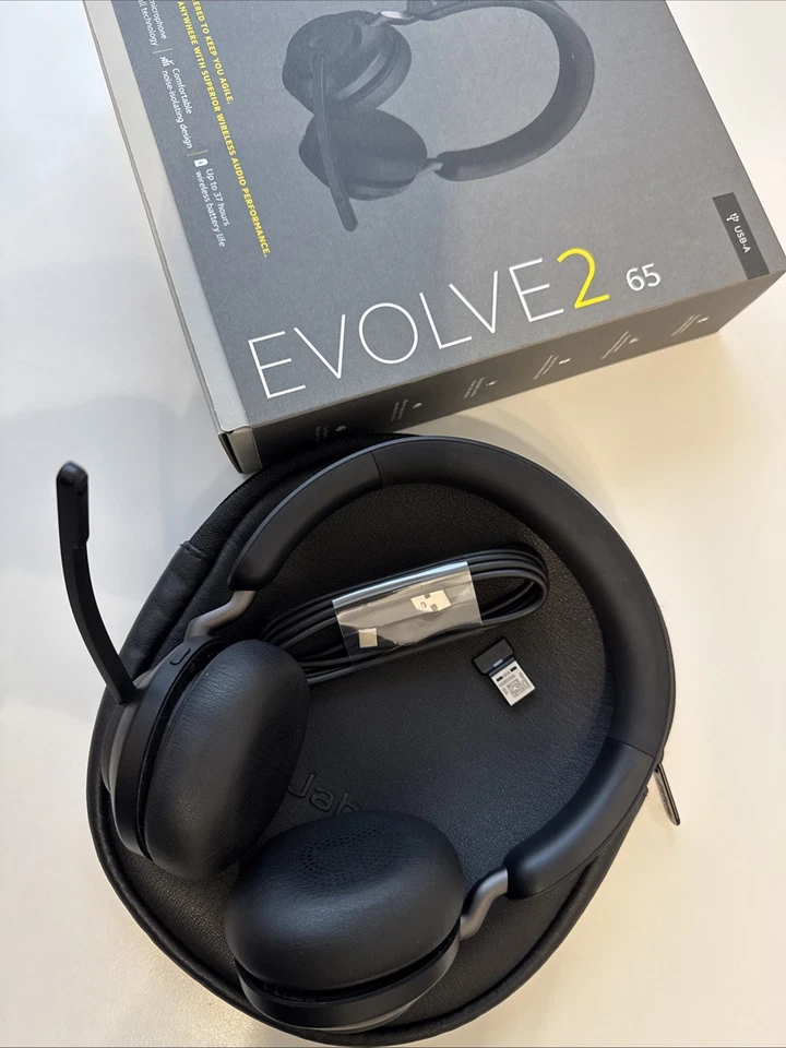 Jabra Evolve2 65 kabelloser Stereo Kopfhörer | MS Teams | USB-A Link 380 - Bild 3 von 4