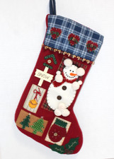 Felt Applique Snowman Christmas Stocking