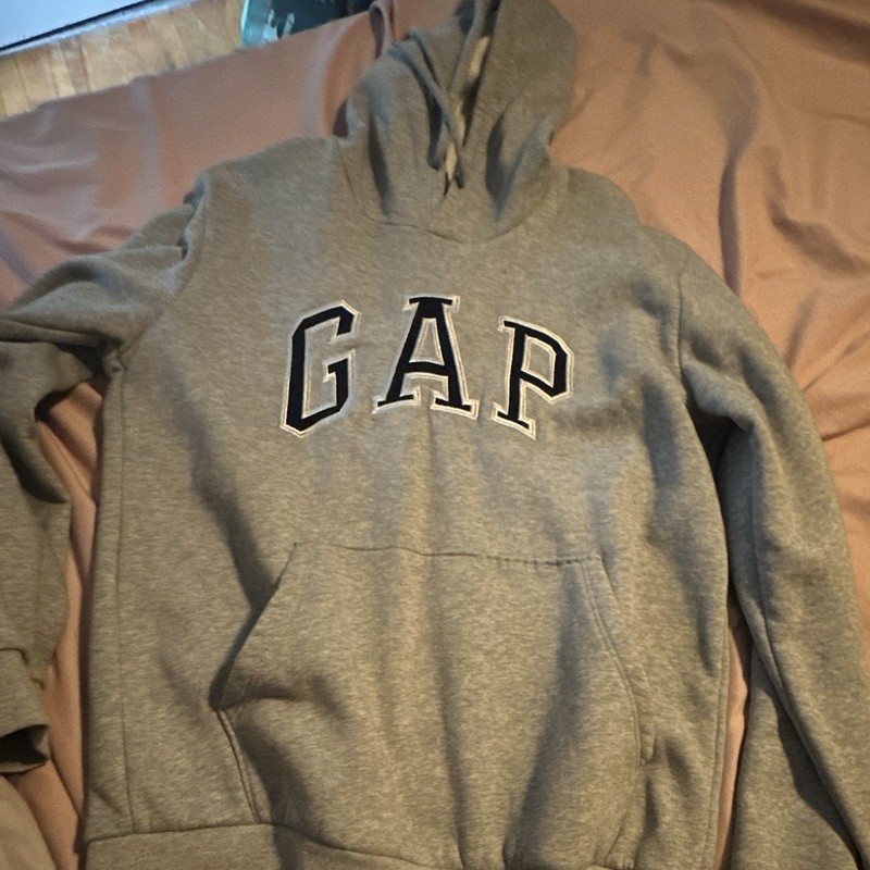 H&M Men’s XL Regular Fit Gray Pullover Hoodie Logo Drawstring Pocket