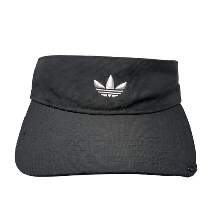 Adidas Sun Visor Cap Black One Size Adjustable Strap Embroidered Trefoil