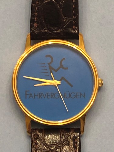 Vintage VW Volkswagen Watch with Fahrvergnügen Logo - Leather Band - Not Working