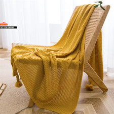 Nordic Blankets for Bed Sofa Couch Chunky Knit Bedspread Knitted Throw Blanket w