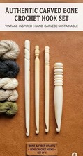 Set of 4 Antique Style Bone Crochet Hooks   H...