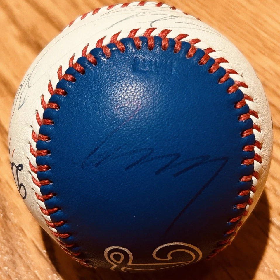 Mike Piazza Hideo Nomo Eric Karros Raul Mondesi signed Dodgers logo baseball JSA - Image 2 of 4