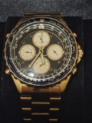 Vintage Seiko Flightmaster 7T34-6A09 Quartz Chronograph Men's Watch