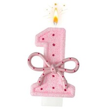 Pink Birthday Candles with Bows, 3.3 Inch Birthday Candles for Cake 1