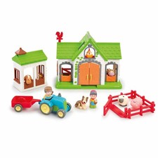Happyland Farm Playset Tractor Animals Figures Barn Toddlers Preschool Toy Set