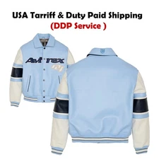 Men's Avirex Real Leather Bomber Jacket American Flight Leather Jacket Custome