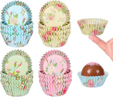 Floral Mini Cupcake Liners 400 Count Colorful Paper Baking Cups Food Grade Dispo