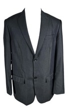 Perry Ellis Mens 44 L Gray Poly Rayon Lt.Weight Sport Coat B3