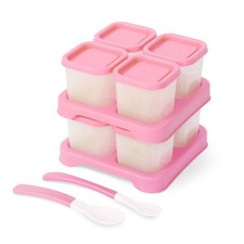 8-Pack Baby Food Storage Containers Freezer Safe BPA Free Pink, 4 OZ Each -...