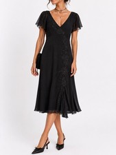 Vintage Jones New York 100% Silk Whimsy Goth Beaded Midi Dress 8